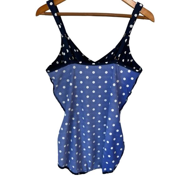 LANDS' END Polka Dot Slimming One-Piece Swimsuit Size 16L Modest Feminine - Picture 9 of 11